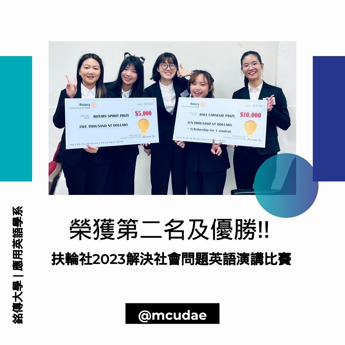 Featured image for “The students led by Dr. Cheng Hsin-fu (鄭杏孚老師) and participating in the 2023 English Social Solutions Contest have once again achieved great success.”